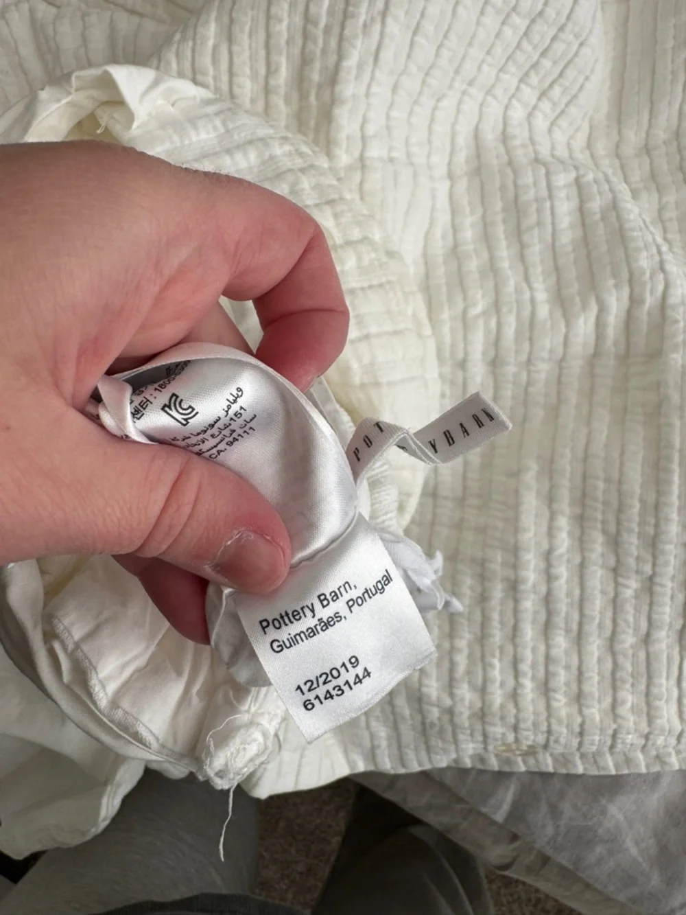 Pottery Barn king white duvet